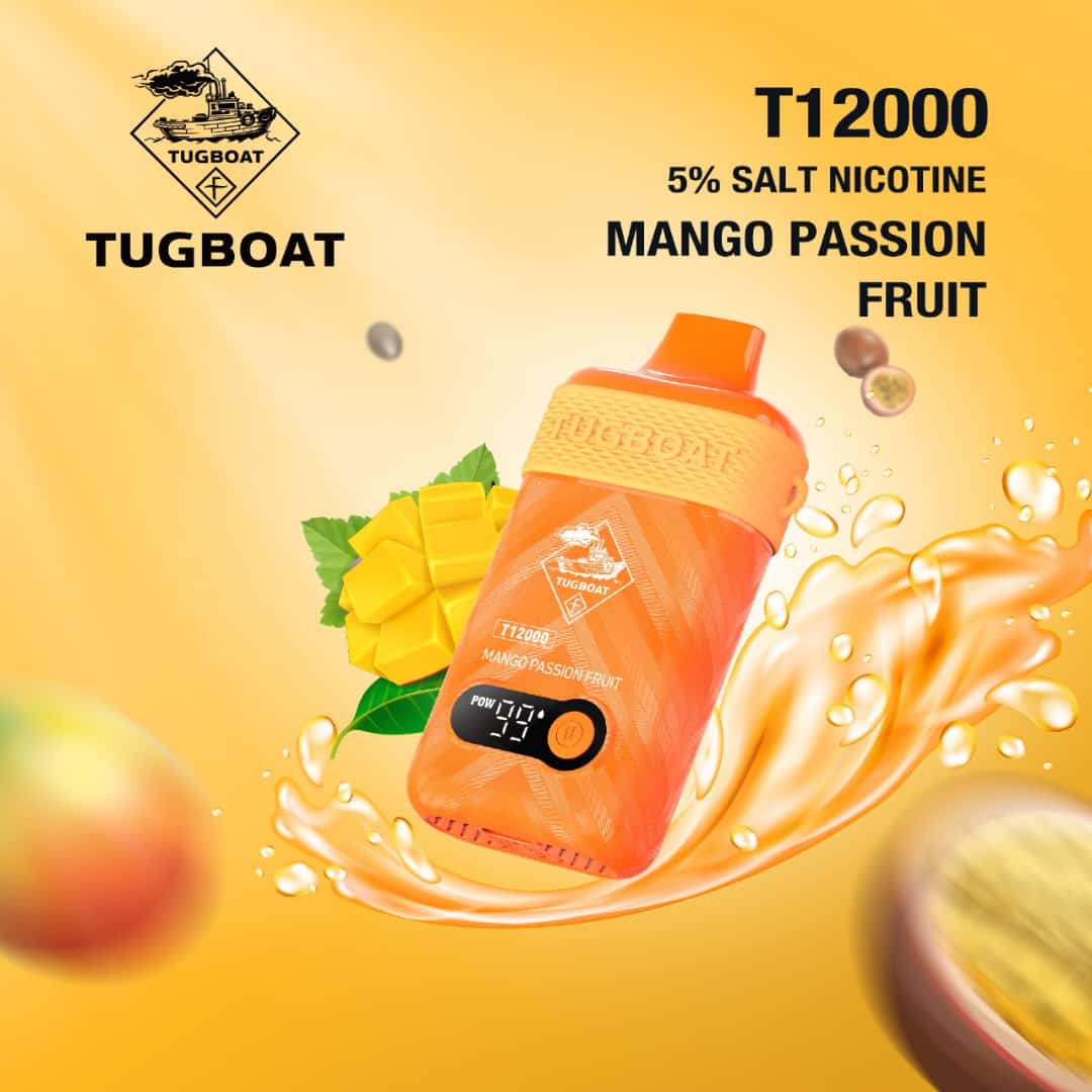 Tugboat T12000 Mango Passion Fruit – 12000 puffs disposable vape with mango passion fruit flavor