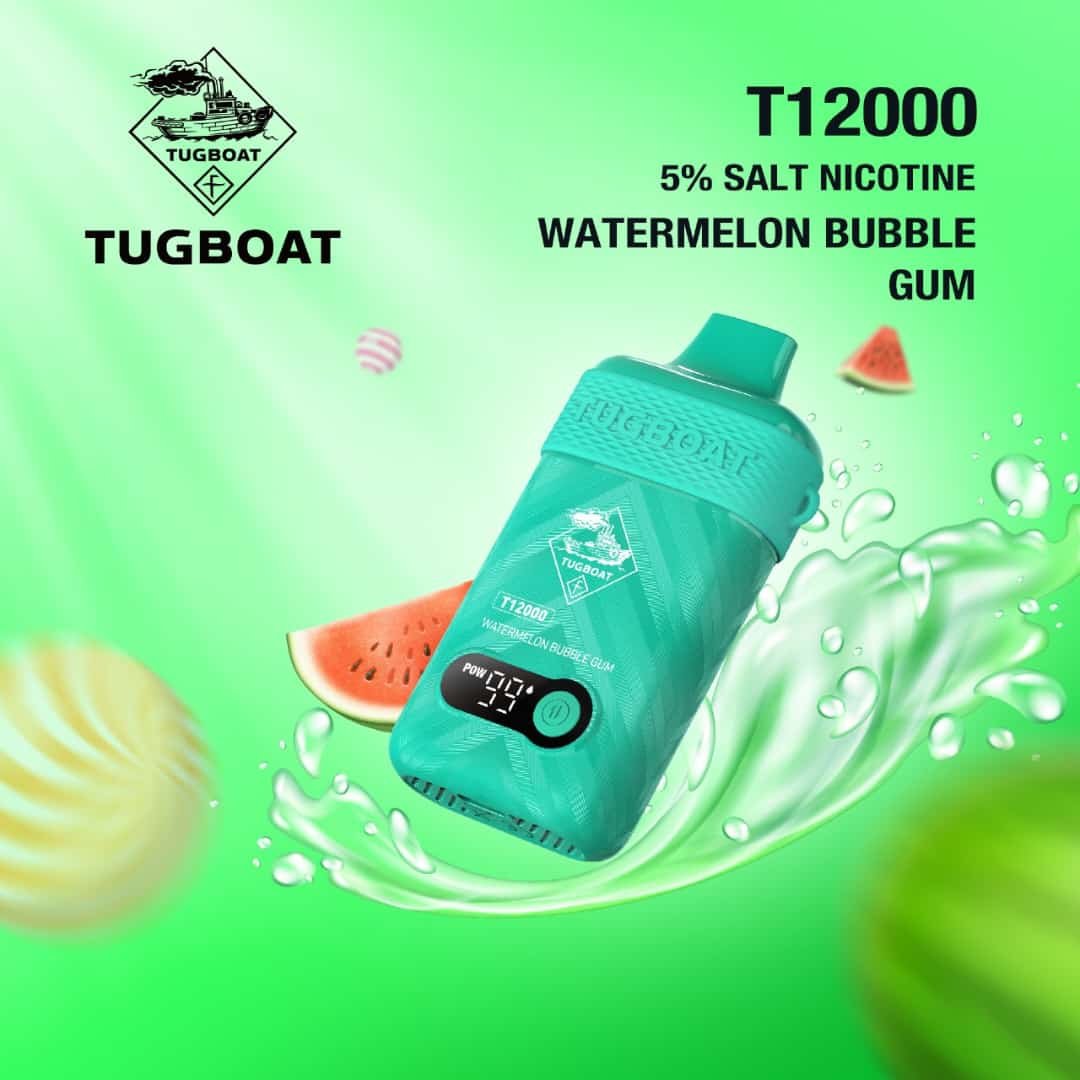 Tugboat T12000 Watermelon Bubble Gum – 12000 puffs disposable vape with watermelon bubble gum