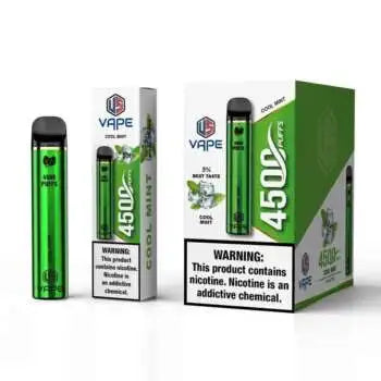 US Vape Cool Mint disposable vape 4500 puffs with green box and mint flavor display