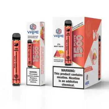 US Vape Peach Mango Watermelon disposable vape 1500 puffs with box and device
