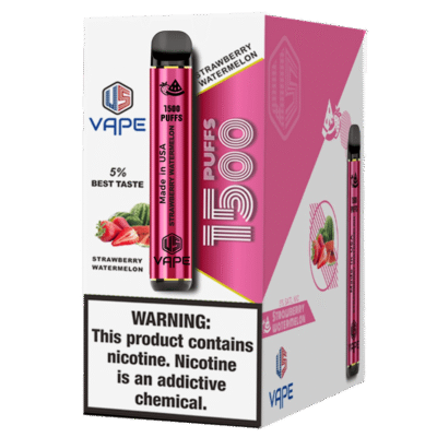 US Vape Strawberry Watermelon disposable vape 1500 puffs with pink box