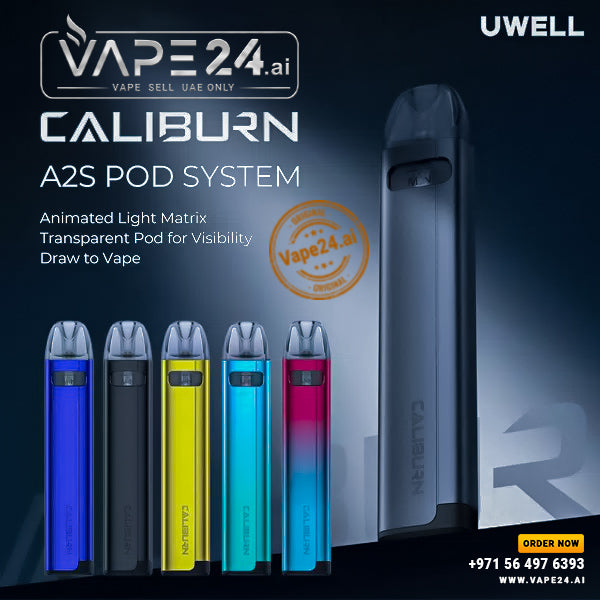 Uwell Caliburn A2S Pod System Kit product display with features