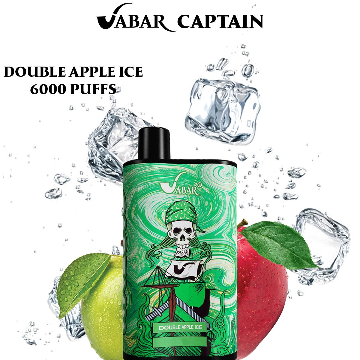 Vabar Captain Double Apple Ice – 6000 puffs disposable vape with double apple ice flavor