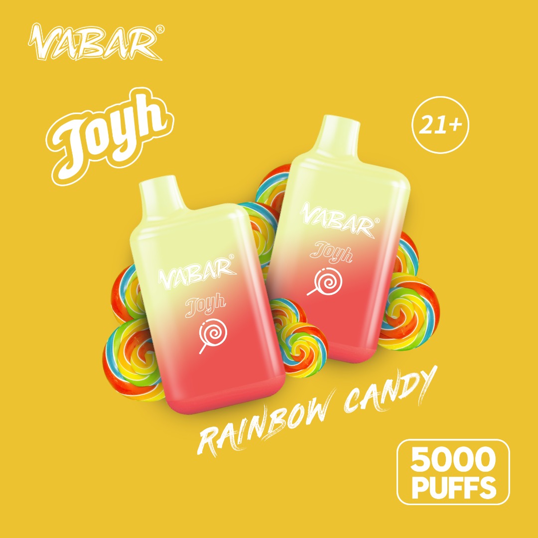 Vabar Joyh Rainbow Candy vape 5000 puffs with colorful candy background