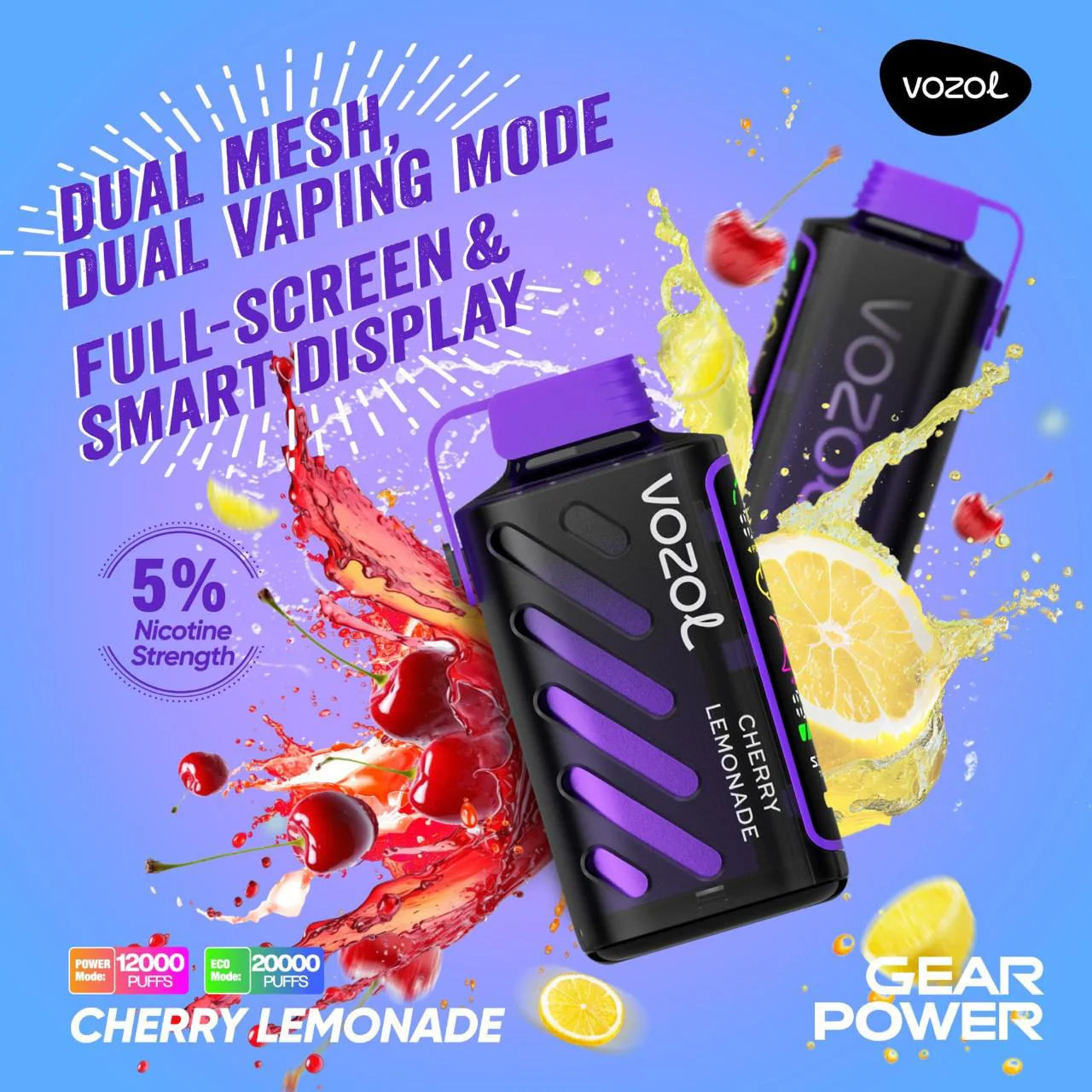 Vozol Gear Cherry Lemonade – 20000 puffs disposable vape with cherry lemonade flavor