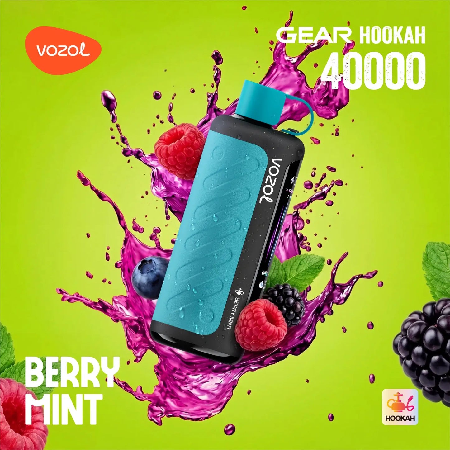Vozol Gear Hookah Berry Mint 40000 puffs disposable vape with berries and mint flavor