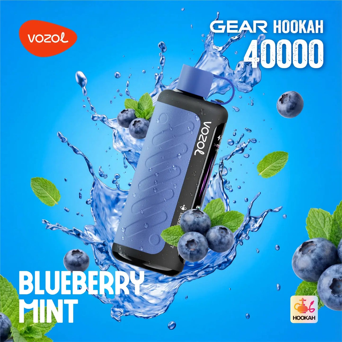 Vozol Gear Hookah Bluberry Mint 40000 puffs disposable vape with Bluberry flavours
