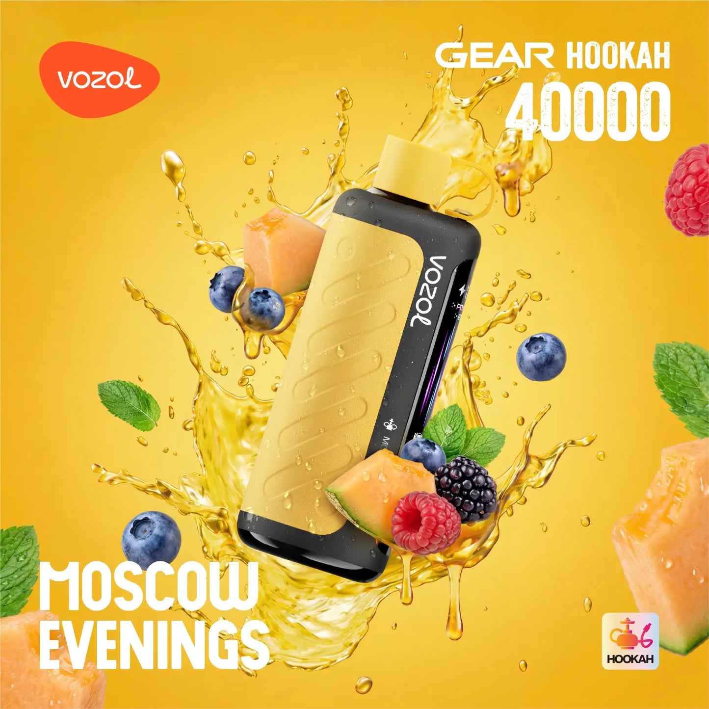 Vozol Gear Hookah Moscow Evenings 40000 puffs disposable vape melon, berries and mint flavours