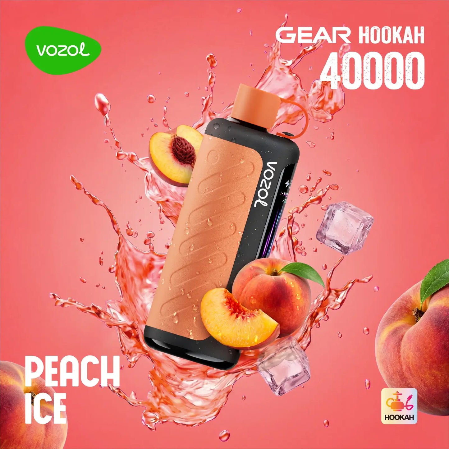 Vozol Gear Hookah Peach ice 40000 puffs disposable vape with apple ice mint flavours