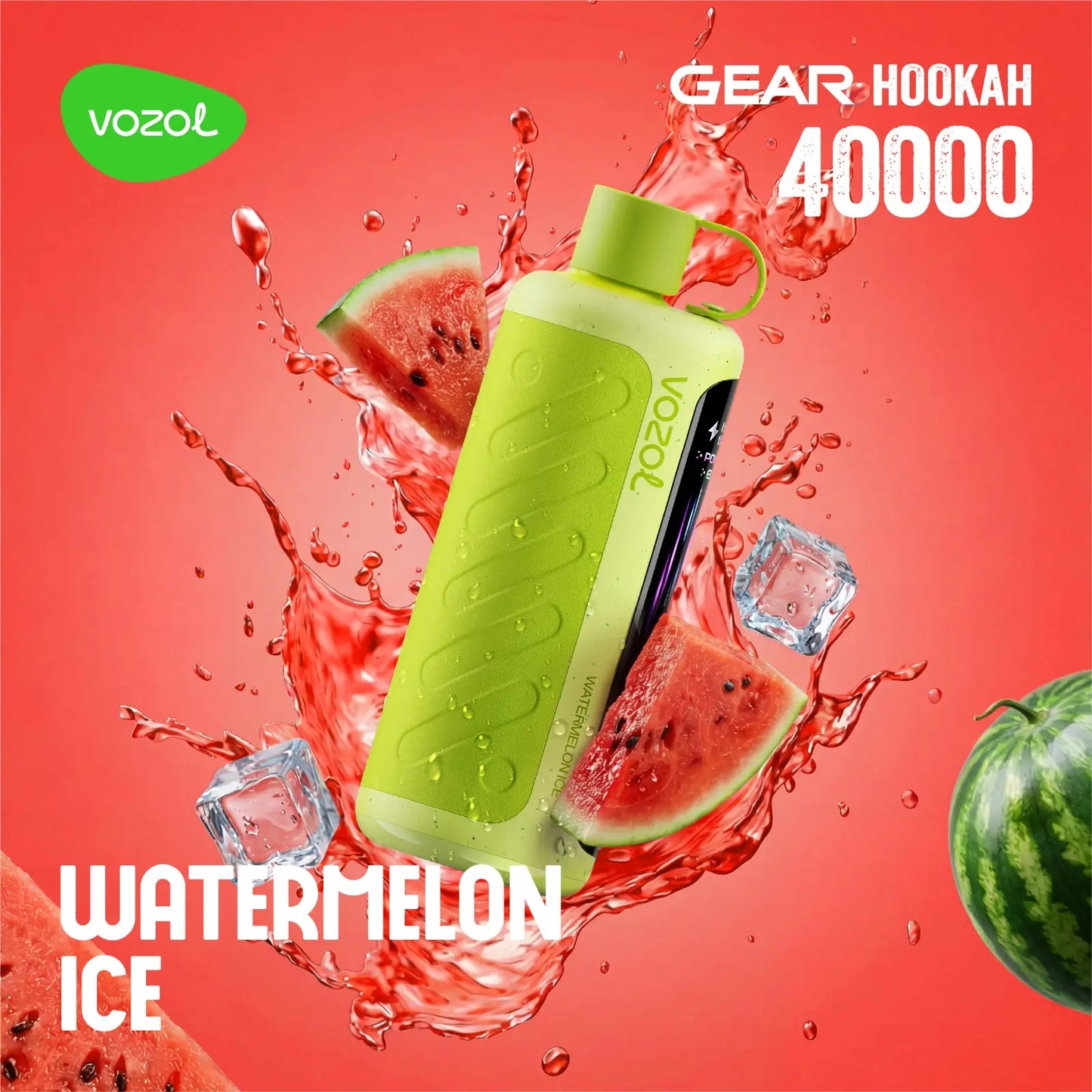 Vozol Gear Hookah Watermelon Ice 40000 puffs disposable vape with watermelon and ice cubes