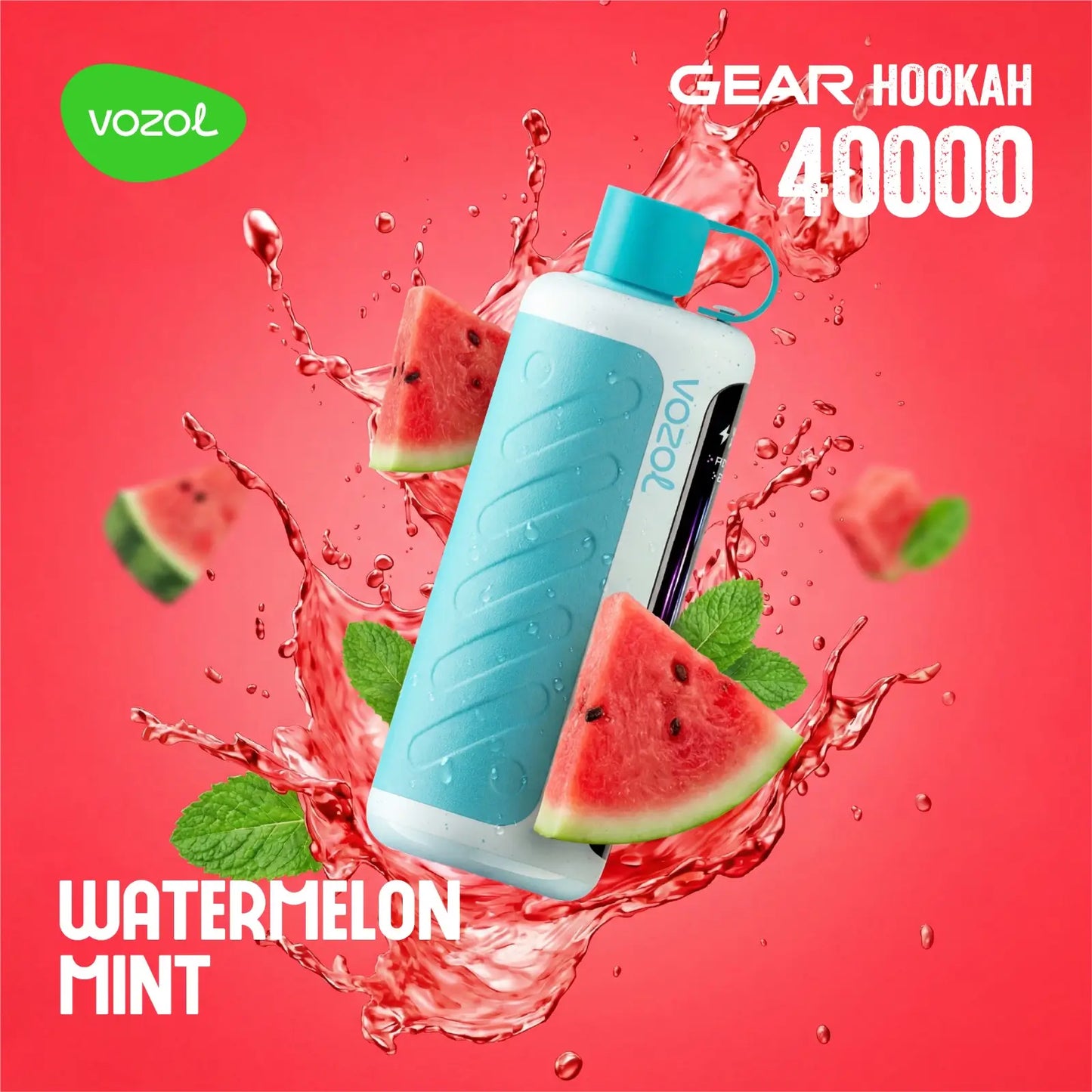 Vozol Gear Hookah Watermelon Mint 40000 puffs disposable vape with fresh mint and fruit