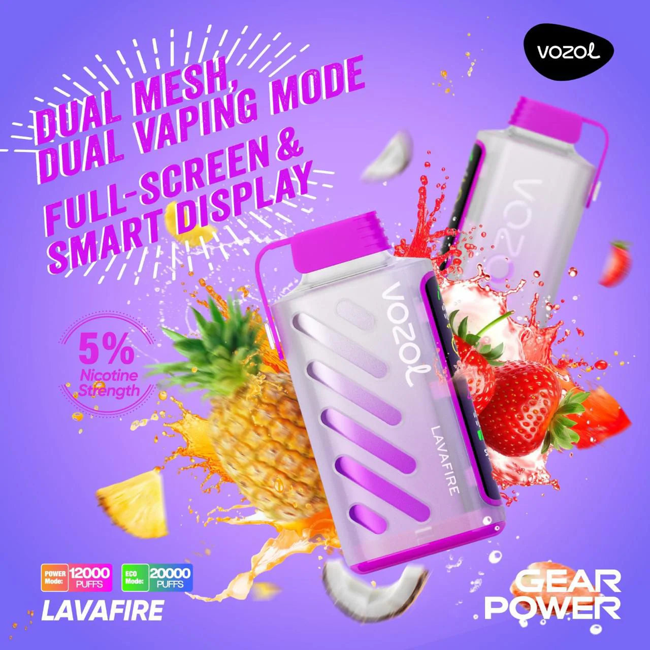 Vozol Gear Lavafire – 20000 puffs disposable vape with lavafire fruit flavor