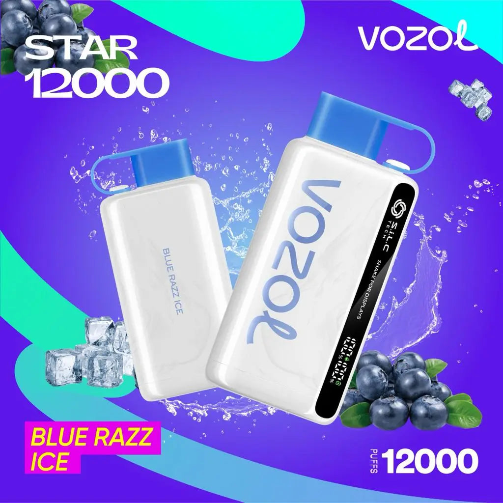 Vozol Star 12000 Blue Razz Ice – disposable vape with blue razz ice flavor