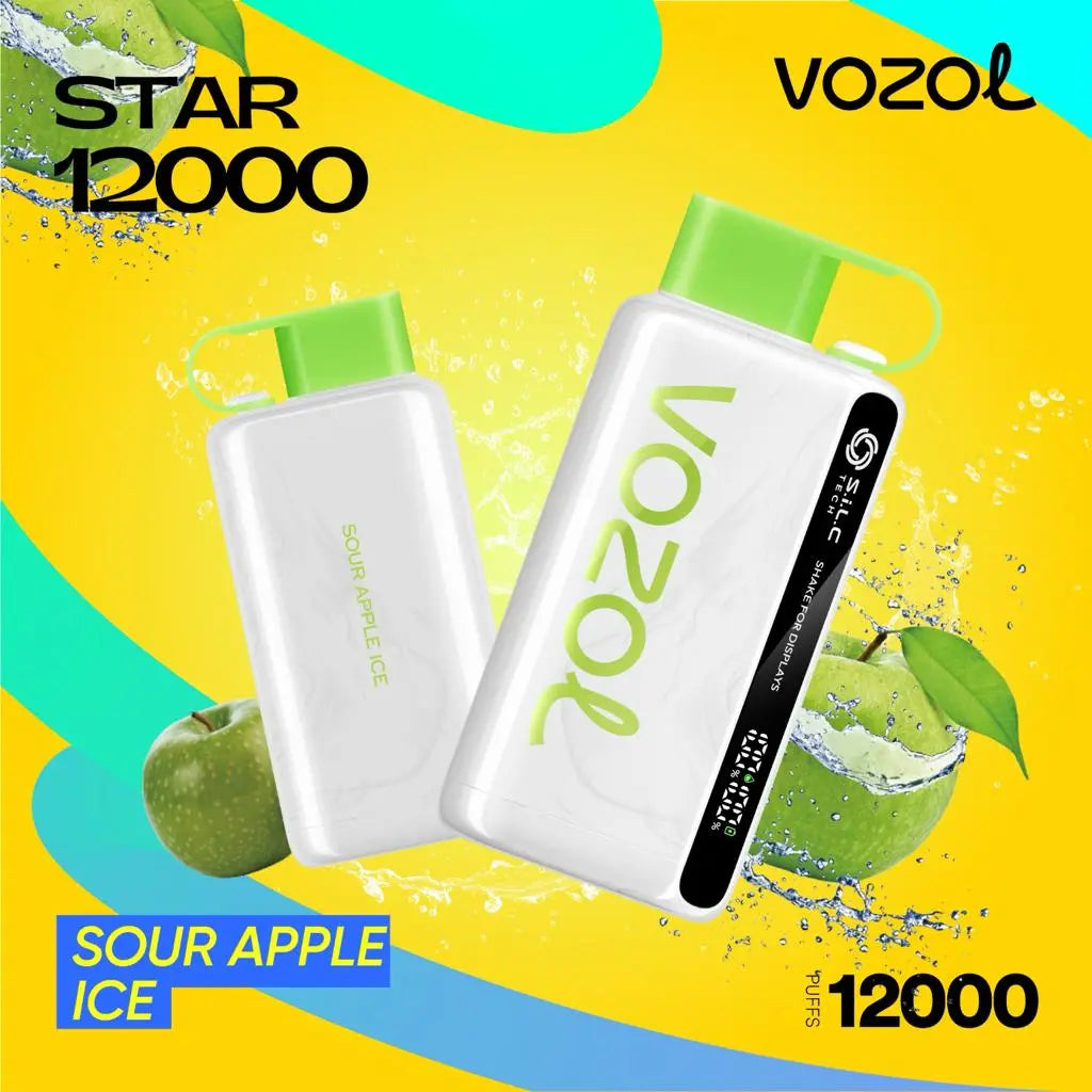 Vozol Star 12000 Sour Apple Ice – disposable vape with sour apple ice flavor