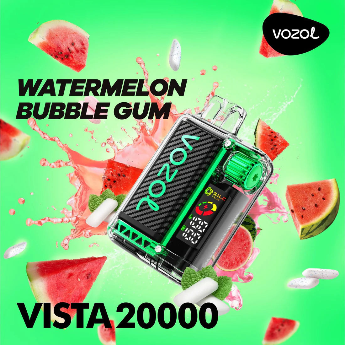 Vozol Vista 20000 Watermelon Bubble Gum – disposable vape with watermelon bubble gum flavor