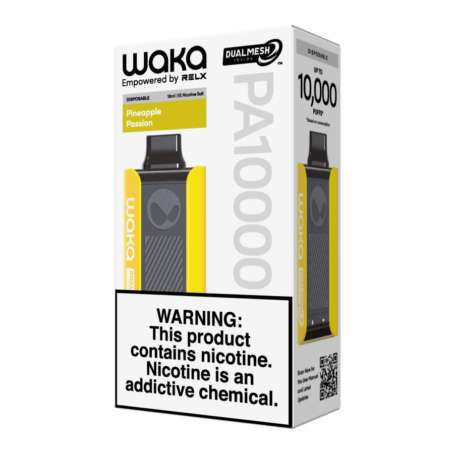 WAKA Pineapple Passion disposable vape 10000 puffs with yellow box and device