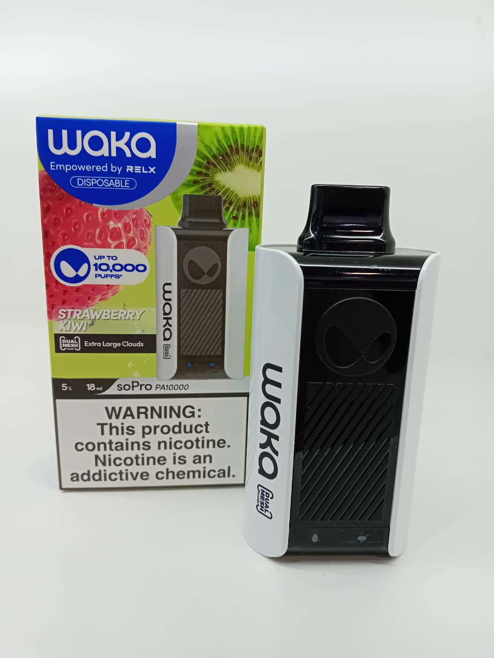 WAKA Strawberry Kiwi disposable vape 10000 puffs with box and device