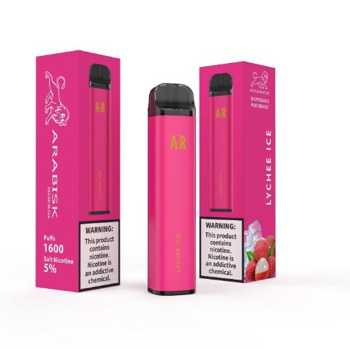AR Lychee Ice disposable vape 1600 puffs with packaging and lychee