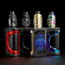 Aegis X Zeus Kit 200W vape mods with illuminated screens in multiple colors