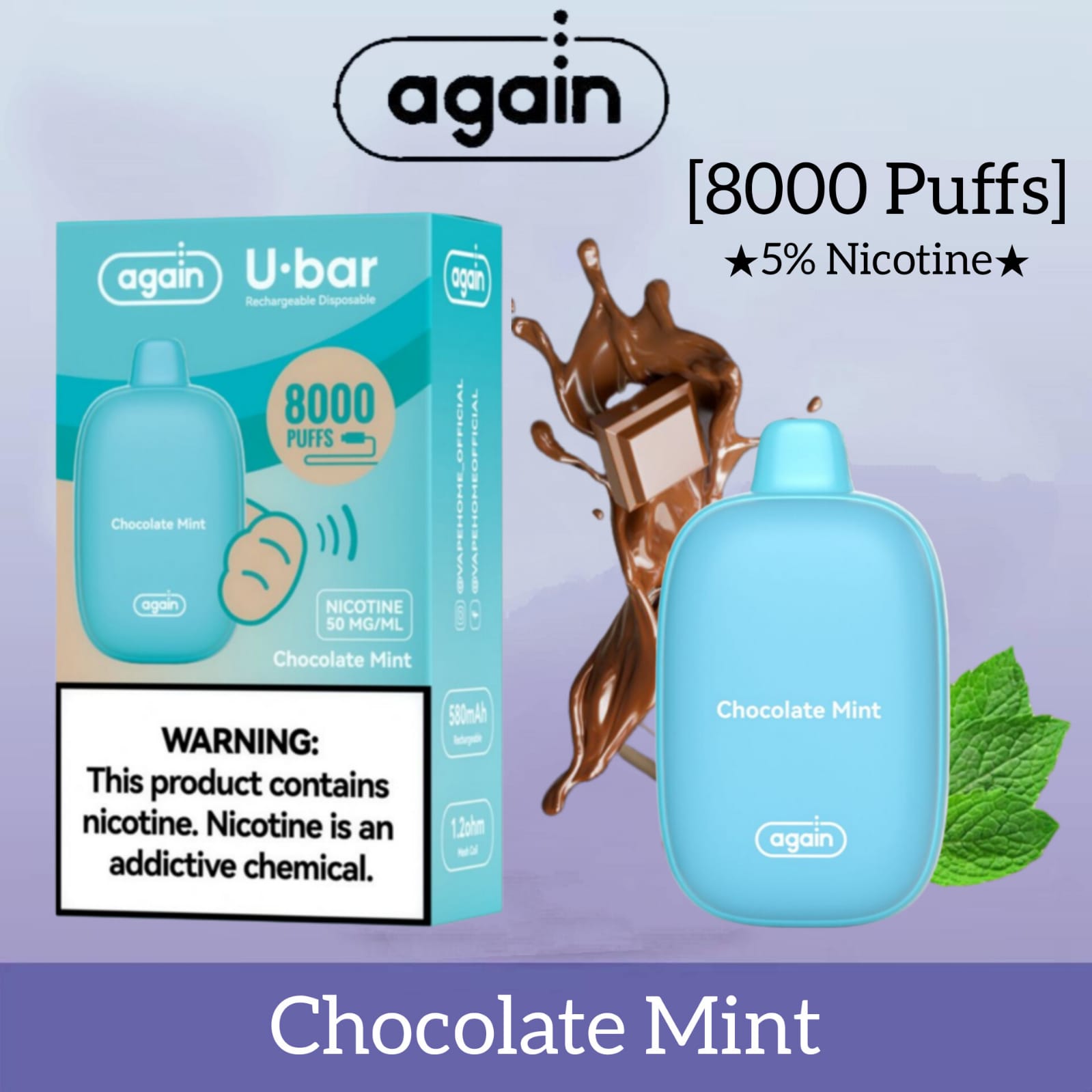 chocolate mint disposable vape Chocolate Mint Vape Disposable Chocolate Creme FRUITIA X Fifty Bar 20K  Nicotine Disposable Vapes main image 1
