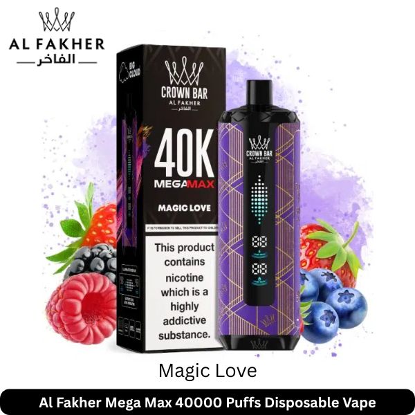Al Fakher Mega Max Magic Love 40k Puffs vape with box and mixed berries