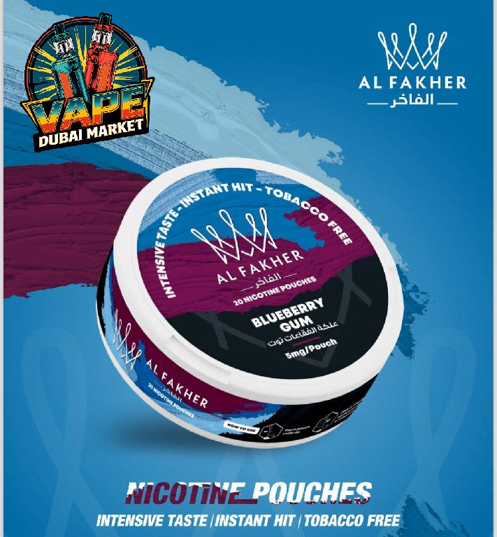 Al Fakher nicotine pouches Blueberry Gum flavor can tobacco-free