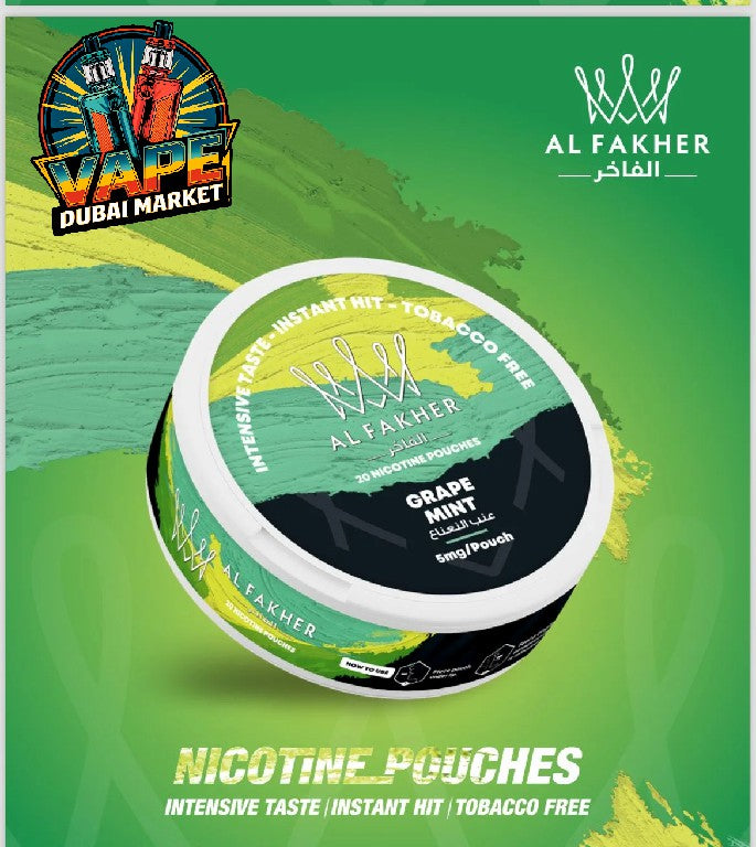 Al Fakher nicotine pouches Grape Mint flavor can tobacco-free