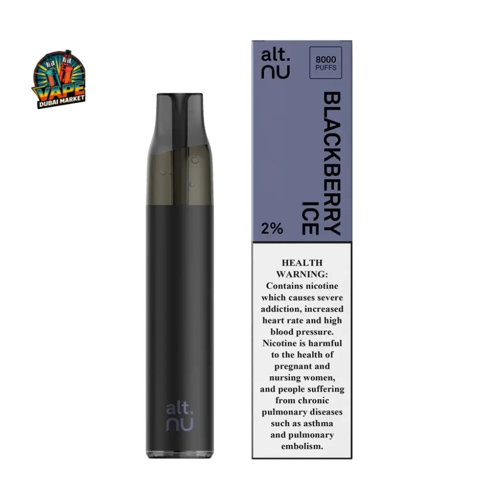 Alt Nu Bright Tobacco 8000 Puffs Disposable Vape Blackberry ICE Flavour