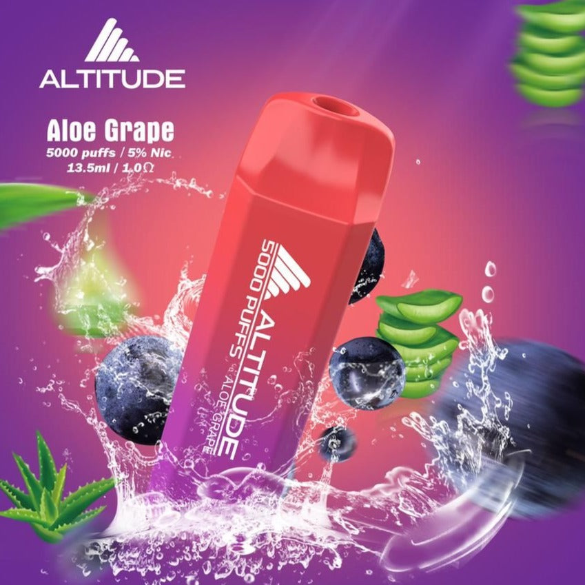 Altitude Aloe Grape – 5000 puffs disposable vape with aloe grape flavor and fresh grapes