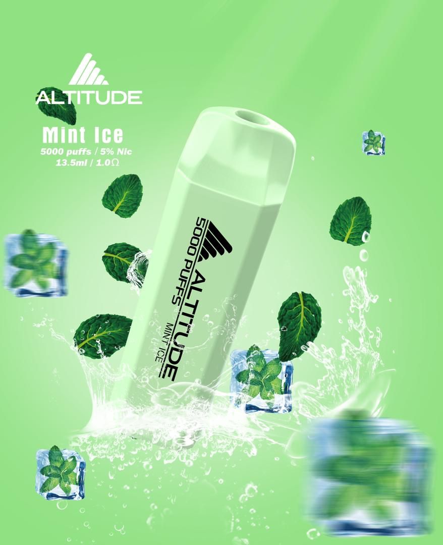 Altitude Mint Ice – 5000 puffs disposable vape with mint ice flavor and mint leaves