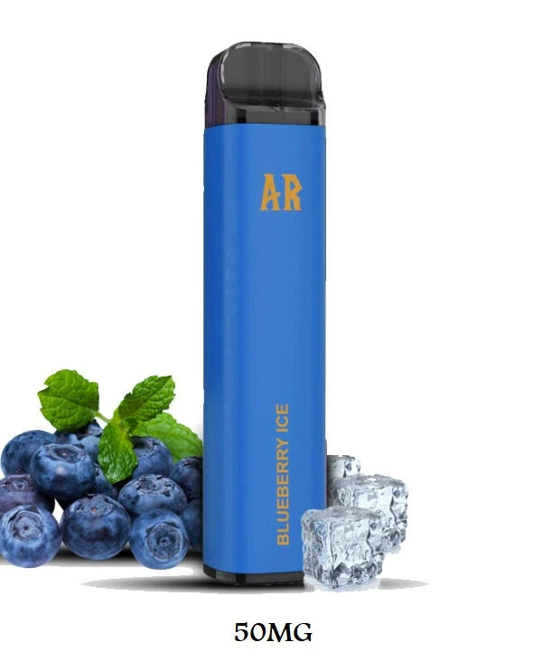 Arabisk AR Blueberry Ice disposable vape with blueberries, mint, and ice cubes