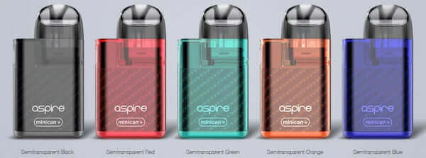 Aspire Minican Plus pod kit 8000 puffs color options black red green orange blue