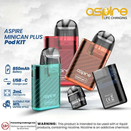 Aspire Minican Plus pod kit 850mAh 2ml 8000 puffs assorted colors