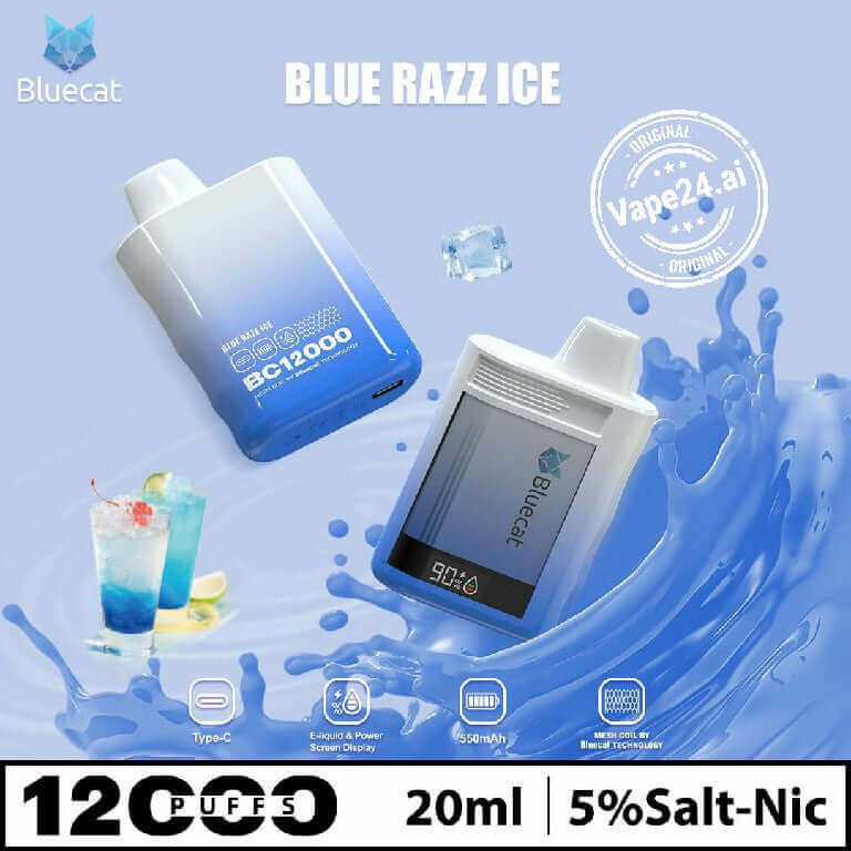 BLUECAT 12,000 PUFFS DISPOSABLE RECHARGEABLE In Dubai Uae