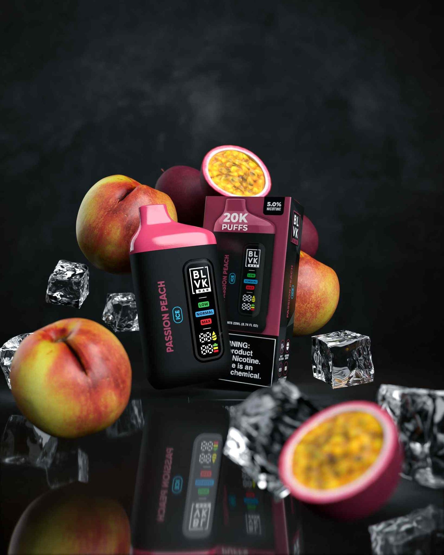 BLVK Bar 20000 Puffs Disposable Vape Passion Peach Flavor 