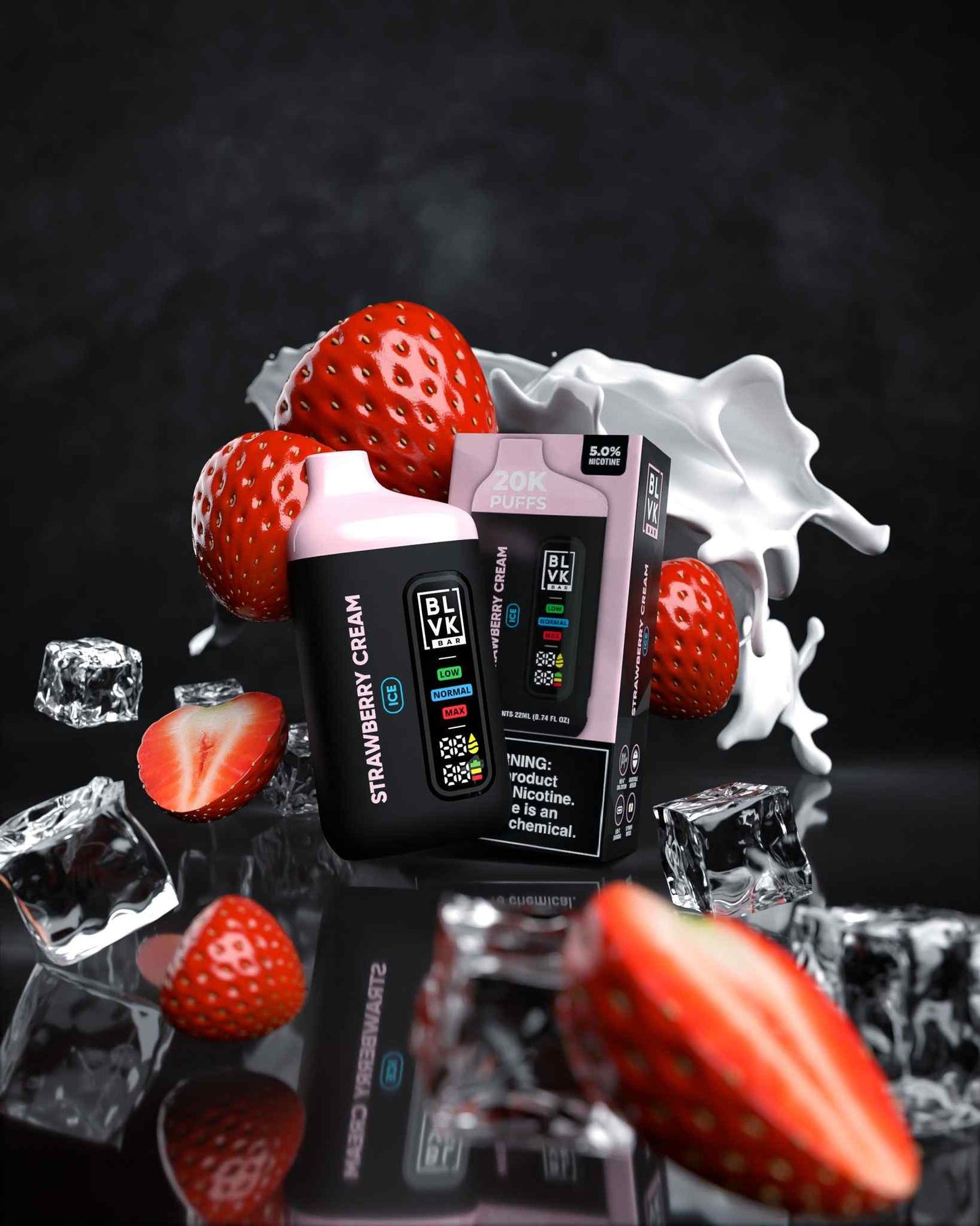 BLVK Bar 20000 Puffs Disposable Vape Strawberry Cream Flavor 
