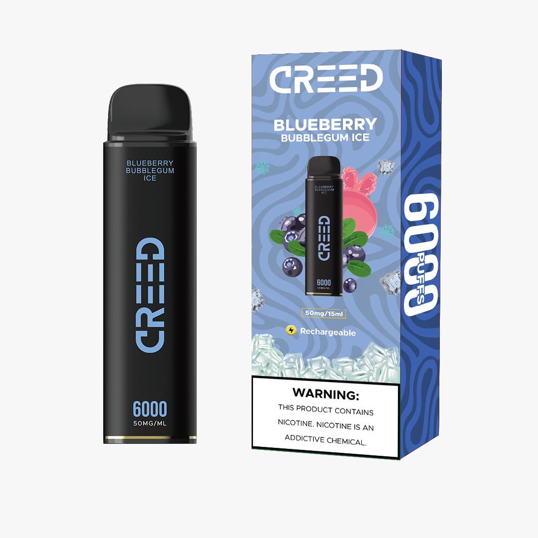 CREED Blueberry Bubblegum Ice vape 6000 puffs with box, rechargeable