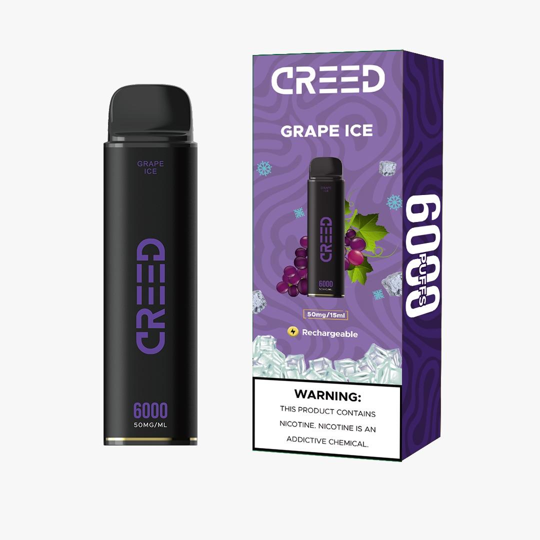 CREED Grape Ice vape 6000 puffs with box, rechargeable disposable vape