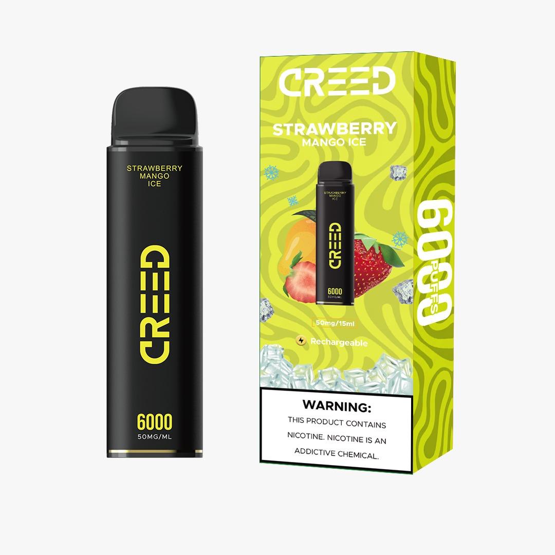 CREED Strawberry Mango Ice vape 6000 puffs with box, rechargeable