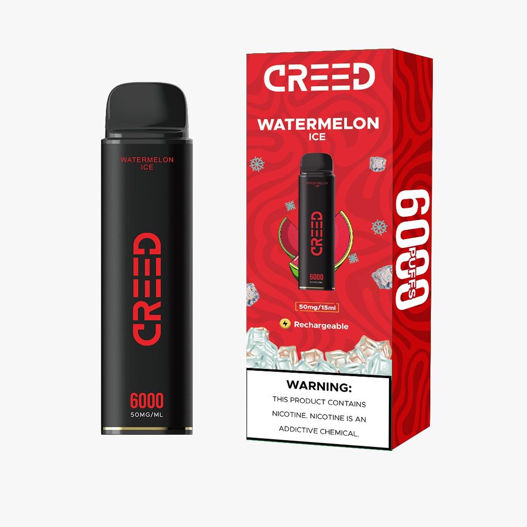 CREED Watermelon Ice vape 6000 puffs with box, rechargeable disposable device