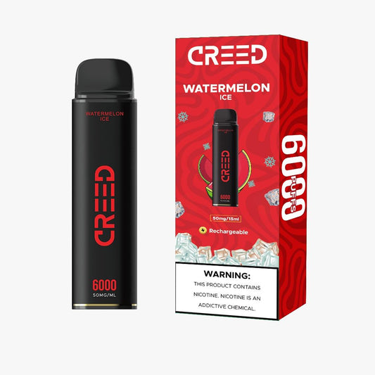 CREED Watermelon Ice vape 6000 puffs with box, rechargeable disposable device