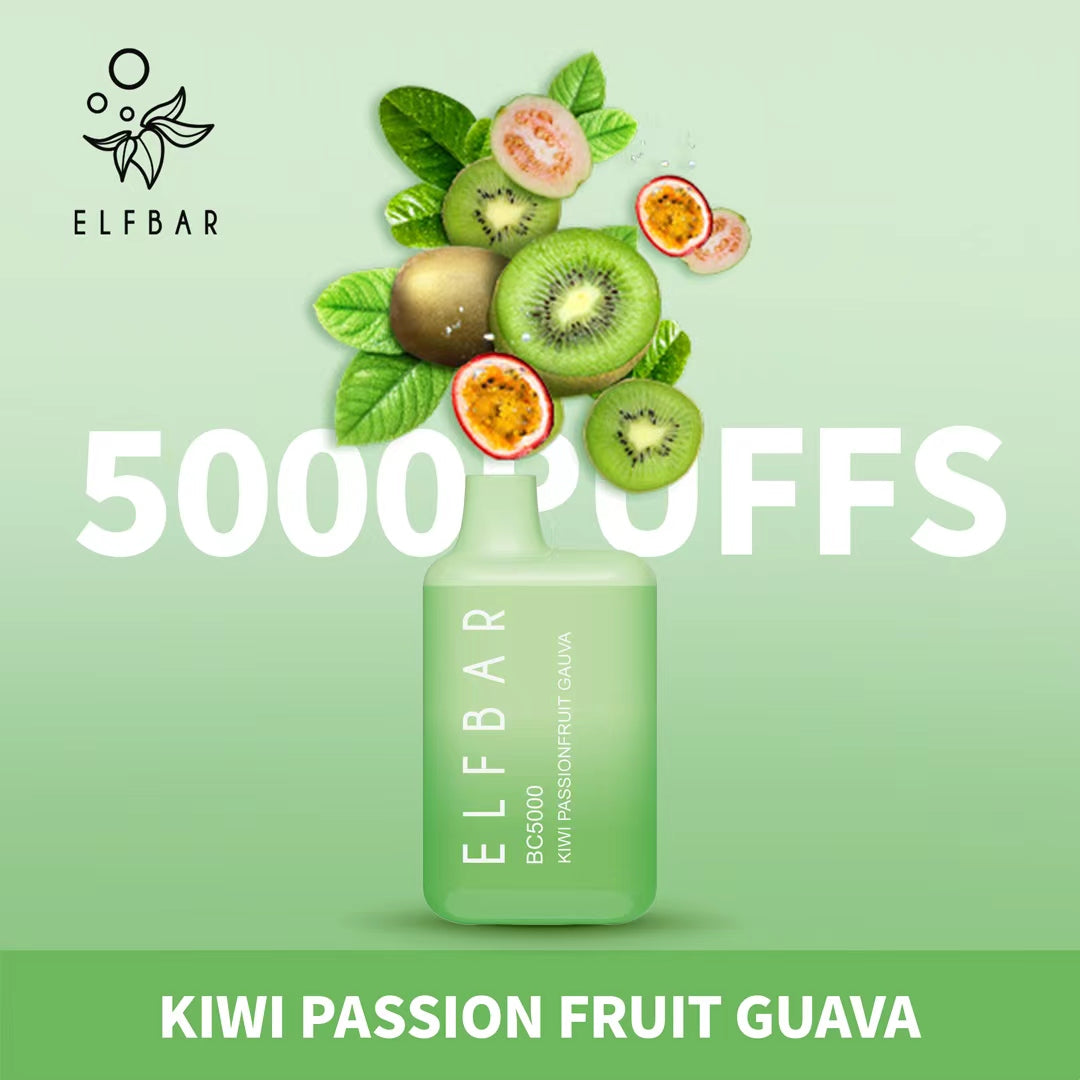 Elf Bar Kiwi Passion Fruit Guava vape 5000 puffs with kiwi, passion fruit, guava