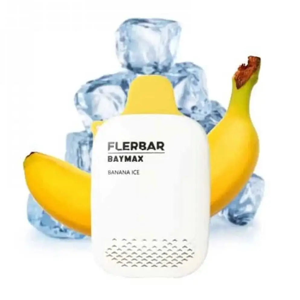 Flerbar Baymax Banana Ice 3500 Puffs zero nicotine disposable vape with icy mint