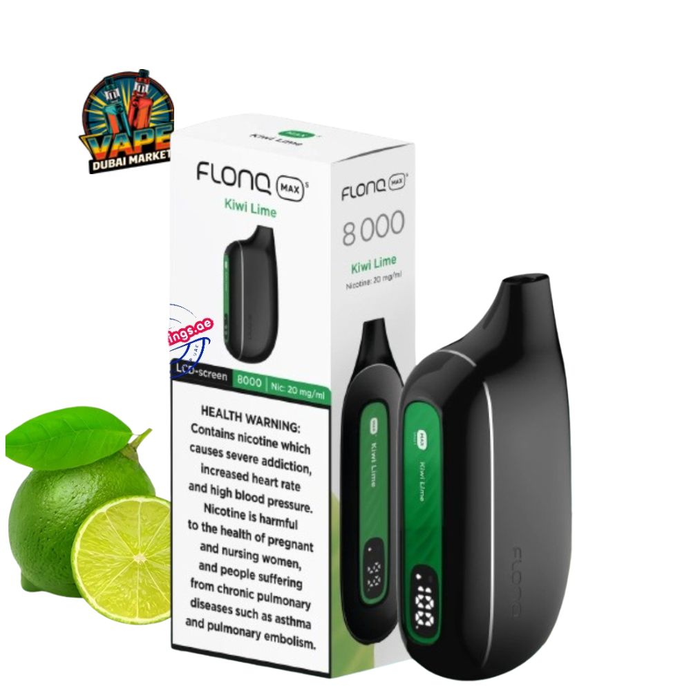 Flonq Max S 8000 Kiwi Lime vape with box and lime