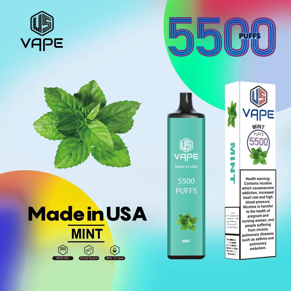 Fulson Mint – 5500 puffs disposable vape with Mint flavor, box, and device