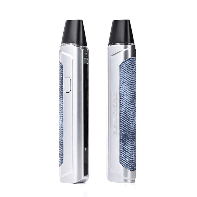 GeekVape Aegis One Pod System blue silver, front and back view of pod vape device