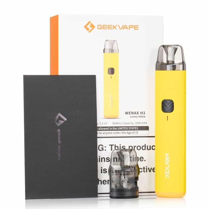 GeekVape Wenax H1 Pod System yellow kit with box & accessories