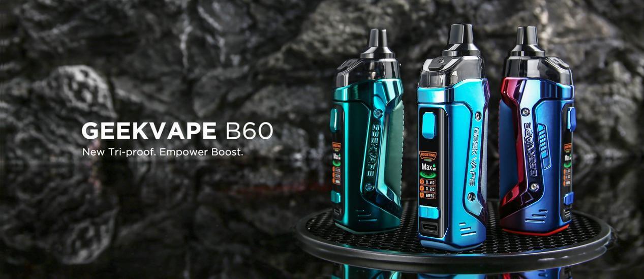 Geekvape B60 Aegis Boost 2 pod mod kit display with branding in UAE
