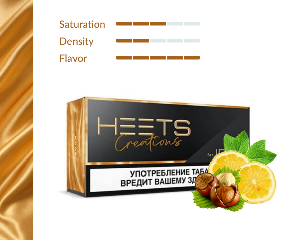 HEETS Creations Noor Russian Edition for IQOS with citrus, hazelnut, and flavor chart
