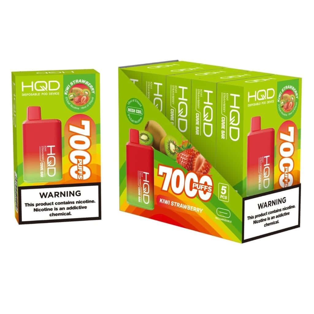 HQD Cuvie Bar 7000 puff Disposable pod Device with Kiwi Strawberry Flavor